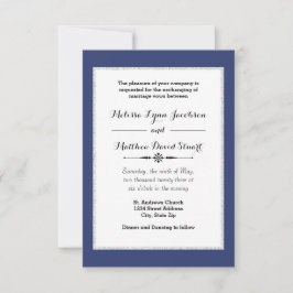 Navy & Faux Glitter Framed - 3x5Weddenschap Kaart