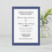 Navy & Faux Glitter Framed - Wedding Invitation Kaart (Staand voorkant)