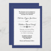 Navy & Faux Glitter Framed - Wedding Invitation Kaart (Voorkant / Achterkant)
