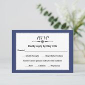 Navy & Faux Glitter Lijst - RSVP-reactiekaart RSVP Kaartje (Staand voorkant)