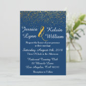 Navy Faux Gold Glitter Confetti Stippen Fancy brui Kaart (Staand voorkant)