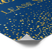 Navy Faux Gold Glitter Confetti Wedding Guestbook Poster (Hoek)