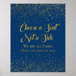 Navy Faux Gold Glitter Confetti Wedding Seating Se Poster