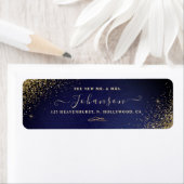 Navy+Faux Gold Glitter Return Address Etiket (Insitu)