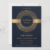 NAVY FAUX GOLD MANDALA ELK JAAR 50E BIRTHDAY KAART (Voorkant)