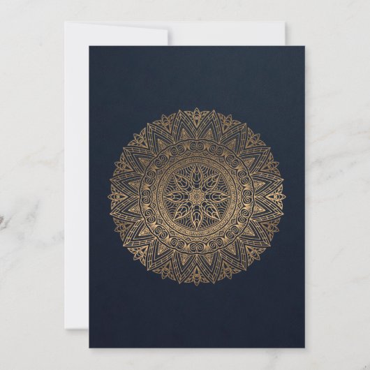 NAVY FAUX GOLD MANDALA ELK JAAR 50E BIRTHDAY KAART (Achterkant)