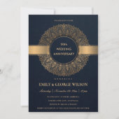 NAVY FAUX GOLD MANDALA JAAR 50E JUBILEUM KAART (Voorkant)
