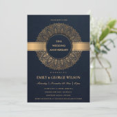 NAVY FAUX GOLD MANDALA JAAR 50E JUBILEUM KAART (Staand voorkant)
