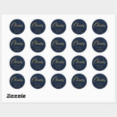 NAVY FAUX GOLD MINIMALE KALLIGRAFIE PROOST ADRES RONDE STICKER (Vel)