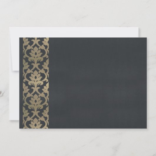 NAVY FAUX SILVER DAMASK GRAND OPENING CEREMONY KAART (Achterkant)