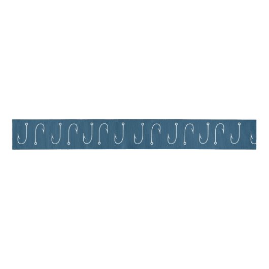 Navy Fish Hooks Ribbon Grosgrain Lint (Voorkant)