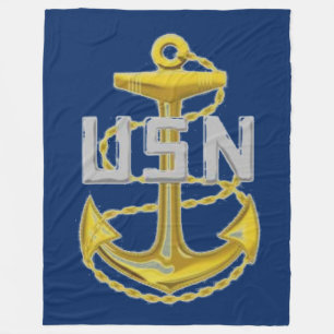 NAVY FLEECE BLANKET DEKEN
