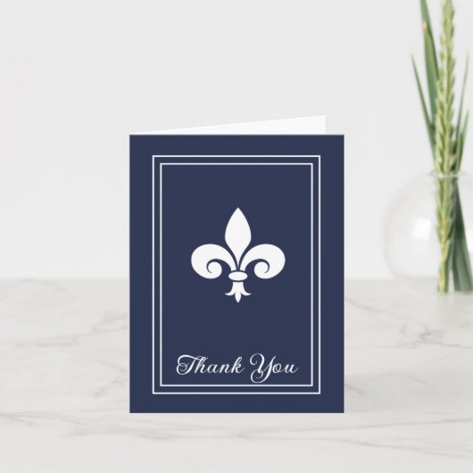 Navy Fleur de Lis - Hartelijk dank Bedankkaart (Voorkant)