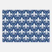 Navy Fleur de Lis Inpakpapier Vel (Voorkant 3)