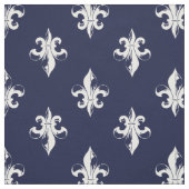 Navy Fleur De Lis Pattern Stof (Swatch)