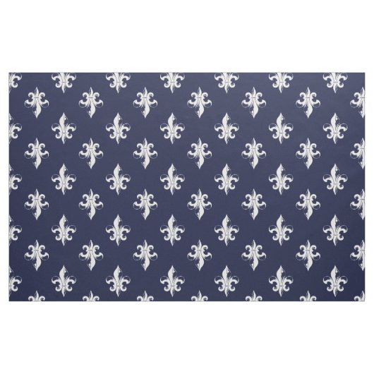 Navy Fleur De Lis Pattern Stof (Fat Quarter)