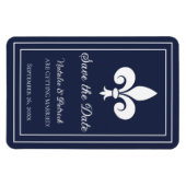Navy Fleur de Lis Save the Date Magnet Magneet (Horizontaal)
