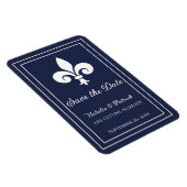 Navy Fleur de Lis Save the Date Magnet Magneet (Rechterzijde)
