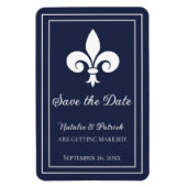Navy Fleur de Lis Save the Date Magnet Magneet (Verticaal)