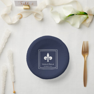 Navy Fleur de Lis Wedding Paper Bowls Papieren Kommen