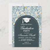 Navy Floral Arch Class of 2026 Grad Invite Kaart (Voorkant)