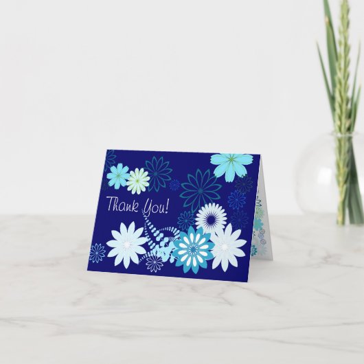 Navy Floral Bedankt (Voorkant)
