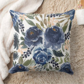 Navy Floral/Beige Burlap Gezegde Pillow Kussen (Deken)
