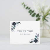 Navy Floral Boho bruiloft dank u Briefkaart (Staand voorkant)