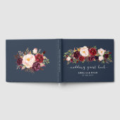 Navy Floral Bourgondië Bruiloft Gastenboek (Volledig)