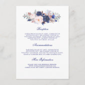 Navy Floral bruiloft informatie gast Informatiekaartje (Voorkant)
