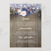 Navy Floral bruiloft informatie gast Informatiekaartje (Voorkant)