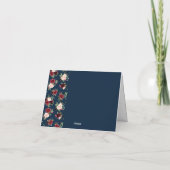 Navy Floral Burgundy Blush Weddenschap Hartelijk d Bedankkaart (Achterkant)