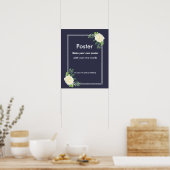 Navy Floral Creëer je eigen poster afdrukken (Keuken)