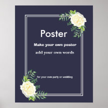 Navy Floral Creëer je eigen poster afdrukken