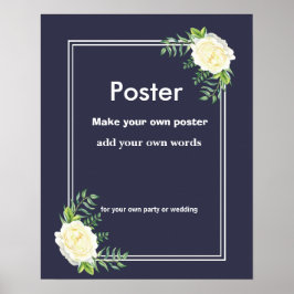 Navy Floral Creëer je eigen poster afdrukken