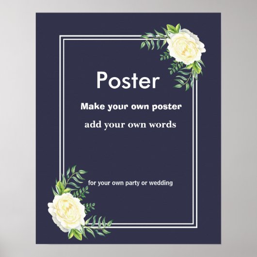 Navy Floral Creëer je eigen poster afdrukken (Voorkant)