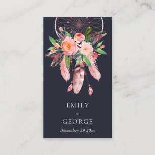 NAVY FLORAL DREAM CATCHER WEDDING GIFT REGISTRY VISITEKAARTJE