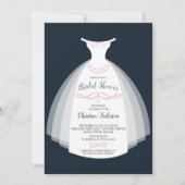 Navy Floral Elegance Bride Gown Vrijgezellenfeest Kaart (Voorkant)