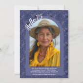 Navy Floral Elegant Whimsy Simple 75th Birthday Kaart (Voorkant)