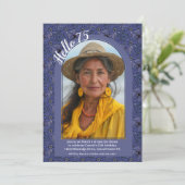 Navy Floral Elegant Whimsy Simple 75th Birthday Kaart (Staand voorkant)