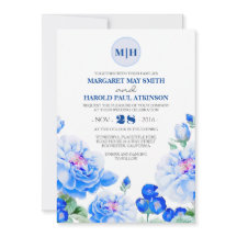 Navy Floral  Elegante Tuin Huwelijk