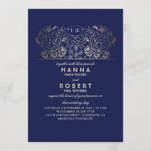 Navy Floral - Eternal Romance Gold Wedding