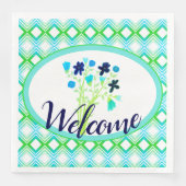 Navy Floral Event Welkom Napkins Servet (Voorkant)