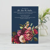 Navy Floral Funeral Memorial Announcement 011124H Kaart (Staand voorkant)