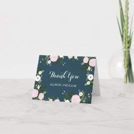 Navy Floral Garden Dank u opmerking Kaarten