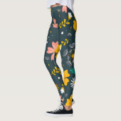 Navy Floral Garden Whimsical Spring Pattern Leggings (Links)