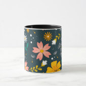 Navy Floral Garden Whimsical Spring Pattern Mok (Midden)