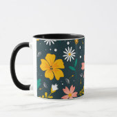 Navy Floral Garden Whimsical Spring Pattern Mok (Links)