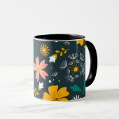 Navy Floral Garden Whimsical Spring Pattern Mok (Voorkant rechts)