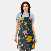 Navy Floral Garden Whimsical Spring Pattern Schort (Gedragen)